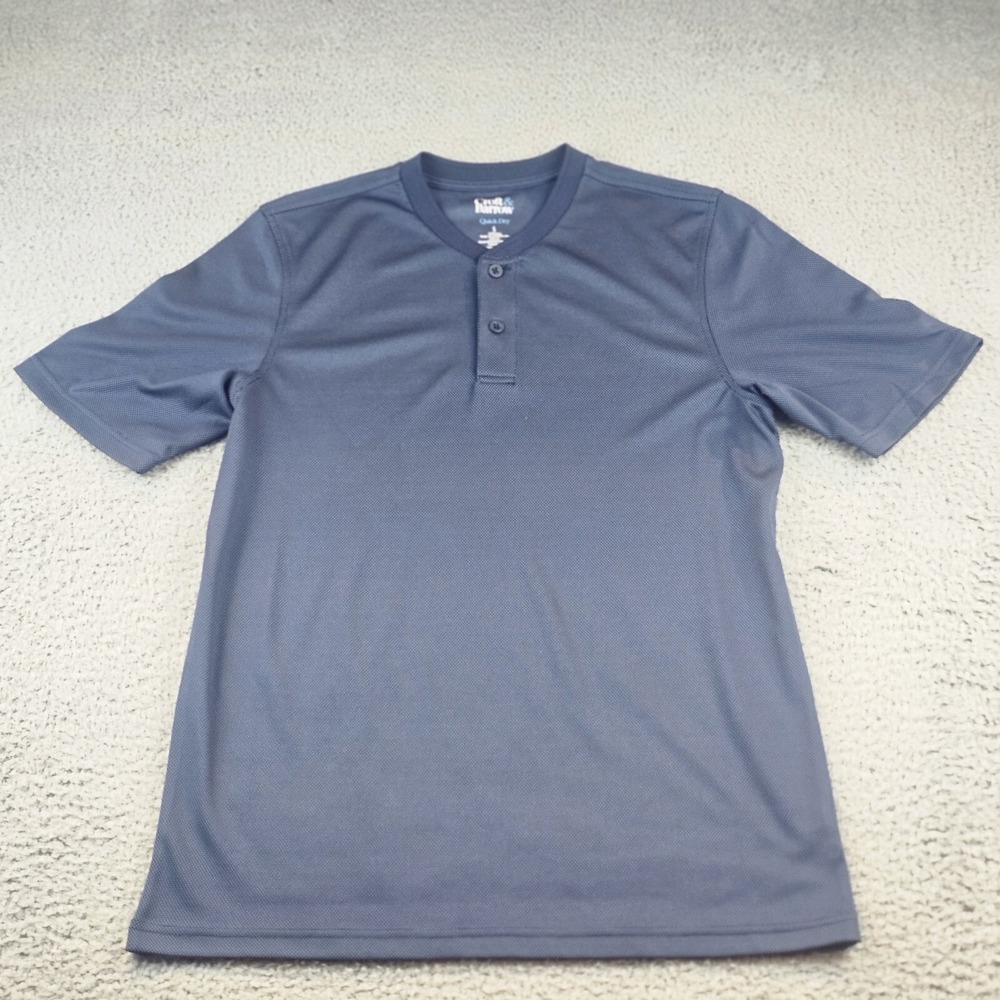 Croft And Barrow Mens Small‎ Quick Dry Short Sleeve Henley Shirt Blue